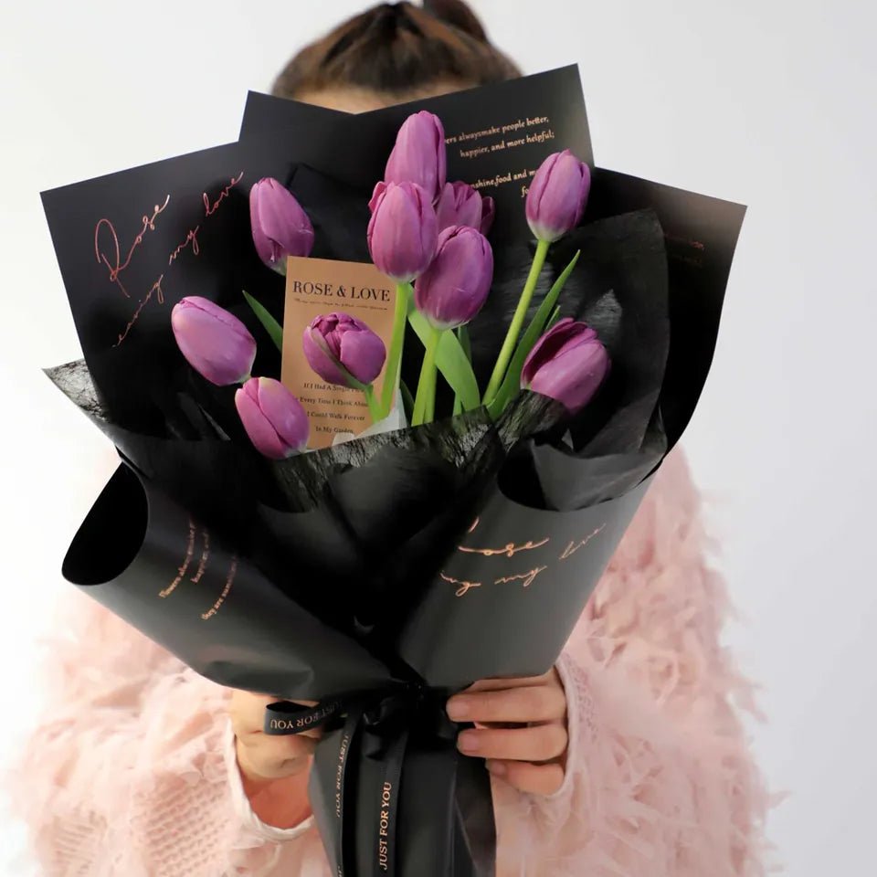 Simple Gold Stamping Foil Waterproof Flower Wrapping Paper (10 sheets/bag) - Elegant Supply