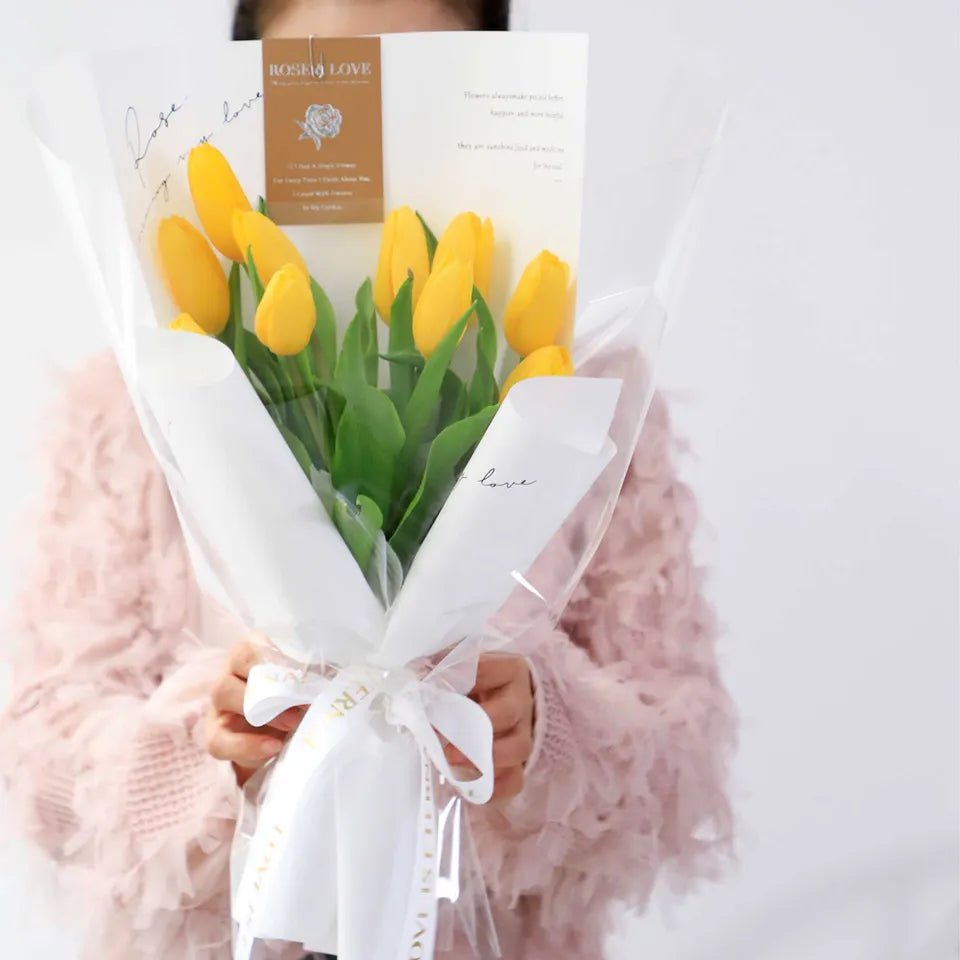 Simple Gold Stamping Foil Waterproof Flower Wrapping Paper (10 sheets/bag) - Elegant Supply