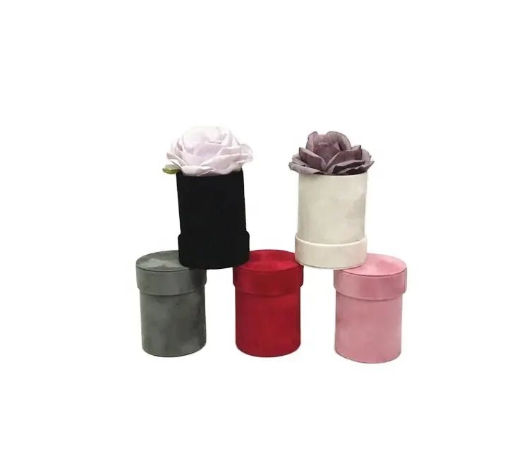 Single Flower Velvet Mini Round Box - Elegant Supply