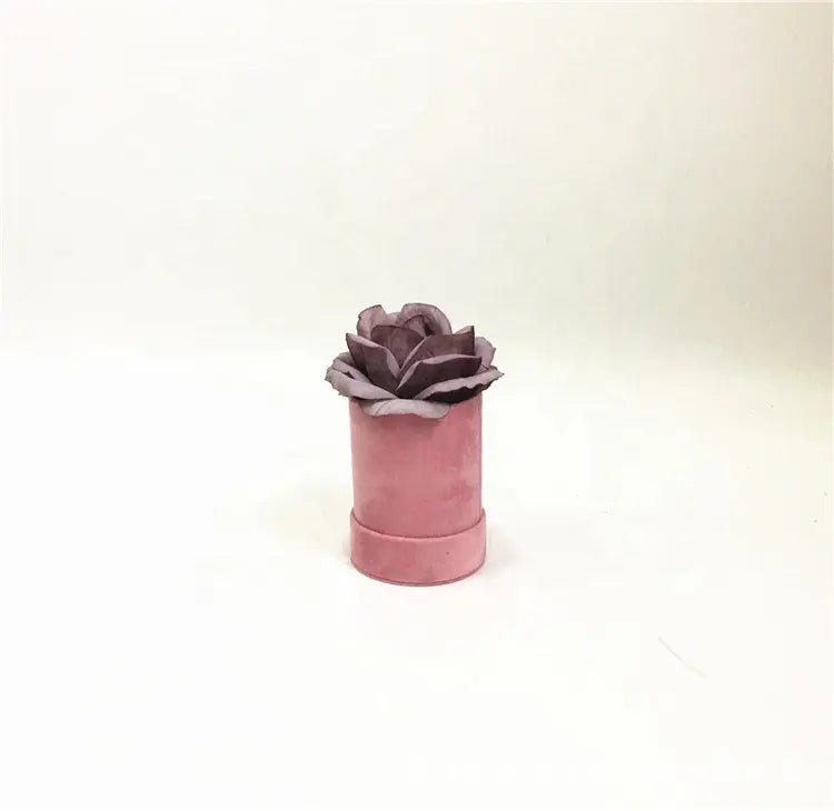 Single Flower Velvet Mini Round Box - Elegant Supply
