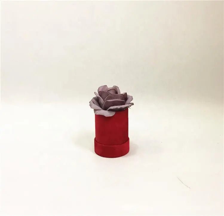 Single Flower Velvet Mini Round Box - Elegant Supply