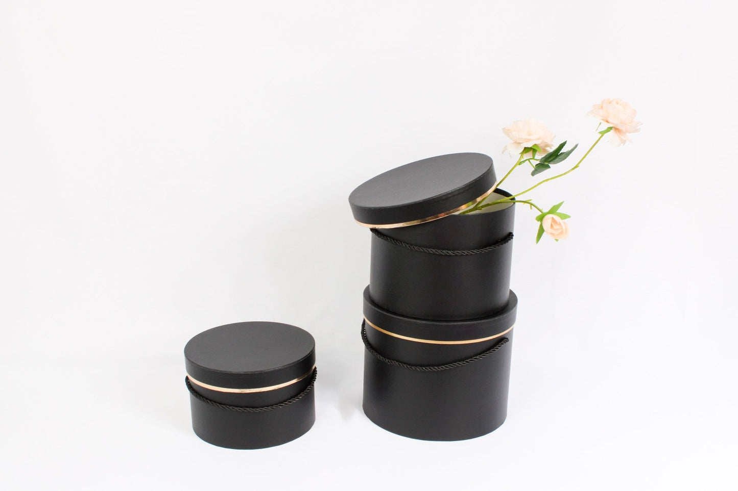 Single Gold Rim Cylinder Flower Gift Box - Elegant Supply