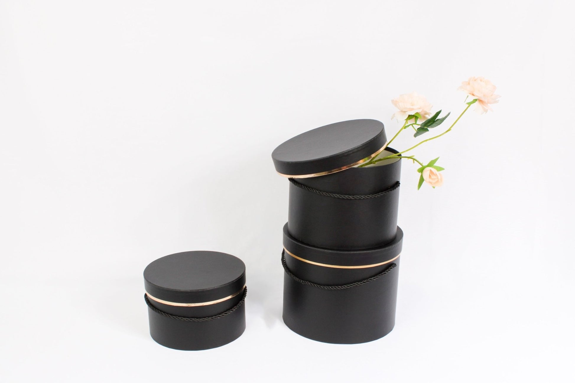 Single Gold Rim Cylinder Flower Gift Box - Elegant Supply