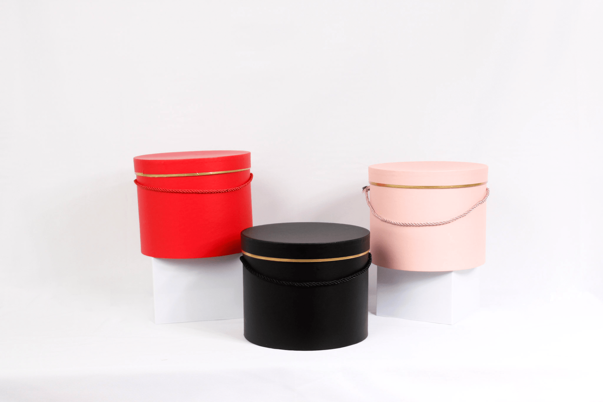 Single Gold Rim Cylinder Flower Gift Box - Elegant Supply