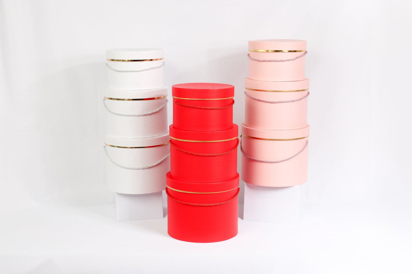 Single Gold Rim Cylinder Flower Gift Box - Elegant Supply