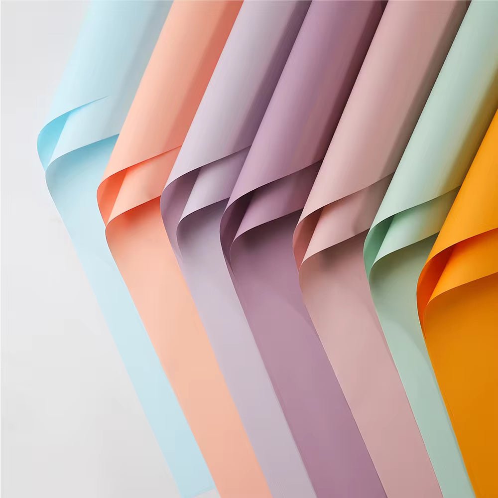 Solid Color Korean Inspired Flower Wrapping Paper (20pcs/bag) - Elegant Supply
