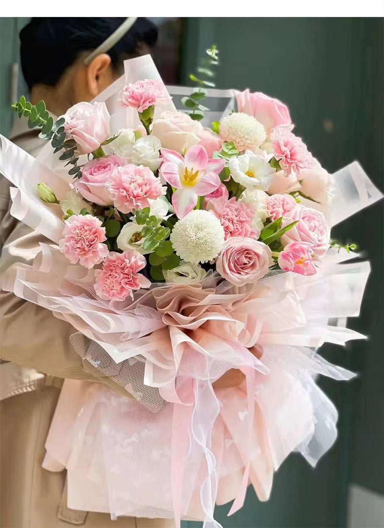 Solid Color & Transparent Border Flower Wrapping Paper (20pcs/bag) - Elegant Supply