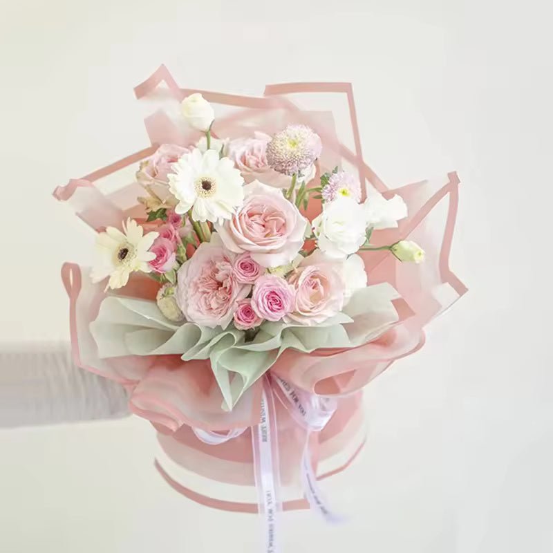 Solid Color & Transparent Border Flower Wrapping Paper (20pcs/bag) - Elegant Supply