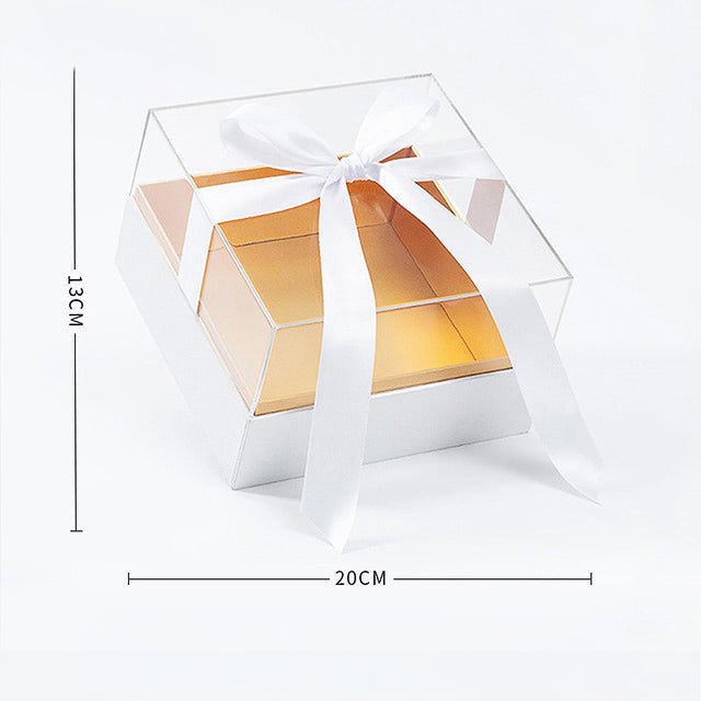 Square Acrylic GIft Flower Box with Ribbon - Elegant Supply