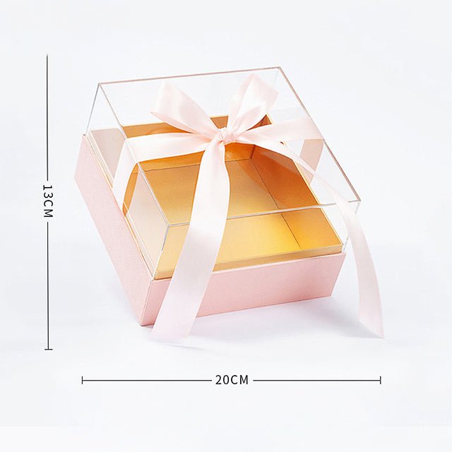 Square Acrylic GIft Flower Box with Ribbon - Elegant Supply