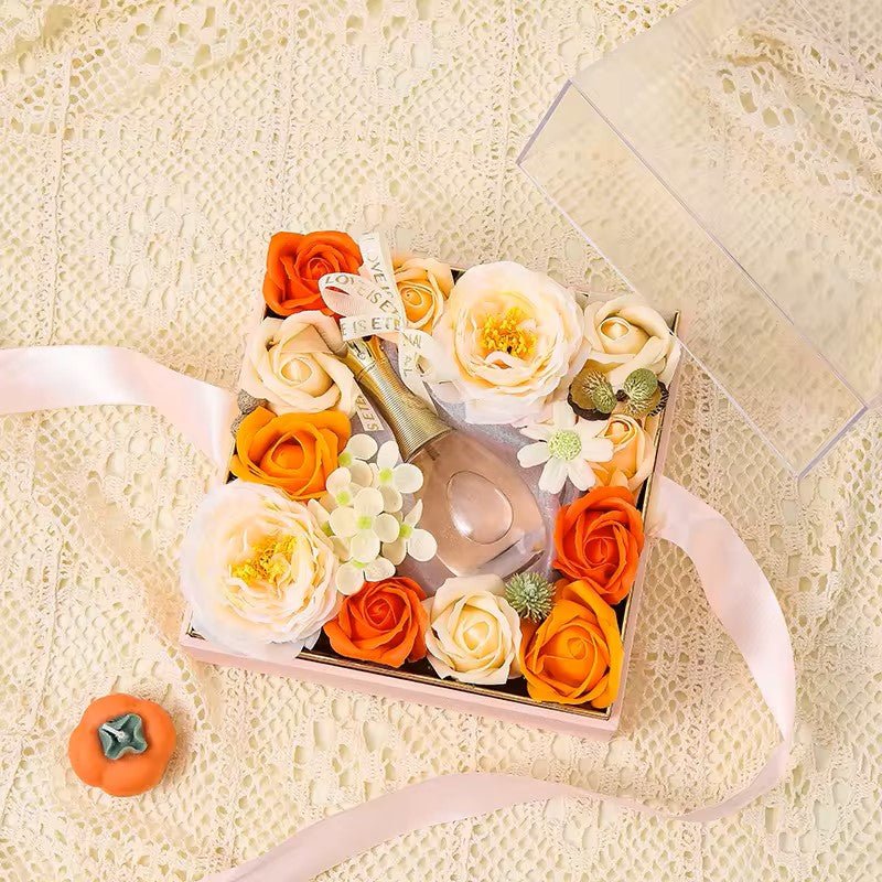 Square Acrylic GIft Flower Box with Ribbon - Elegant Supply