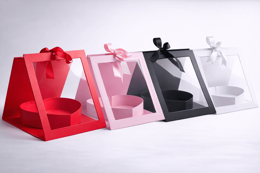 Square Clear Window Heart - Shaped Insert Flower Gift Box with Ribbon - Elegant Supply
