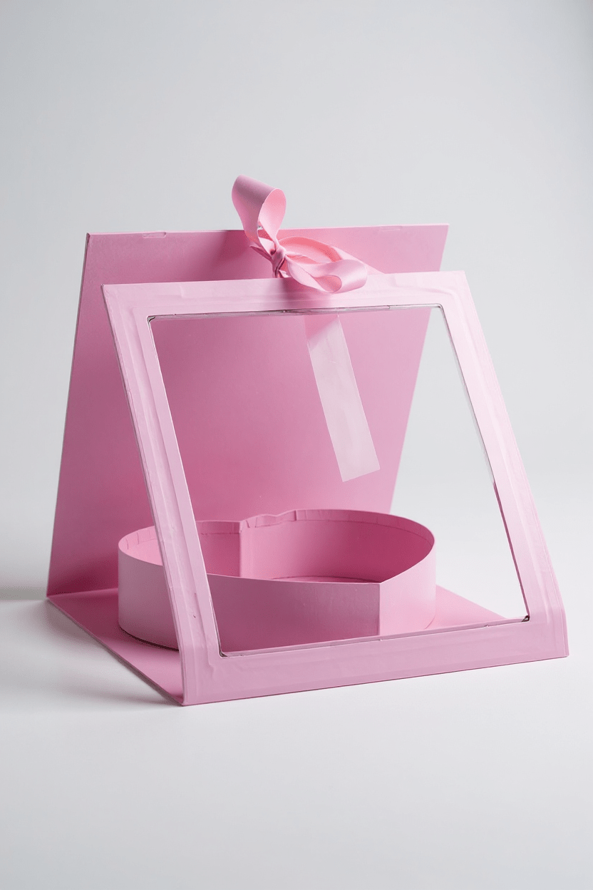 Square Clear Window Heart - Shaped Insert Flower Gift Box with Ribbon - Elegant Supply
