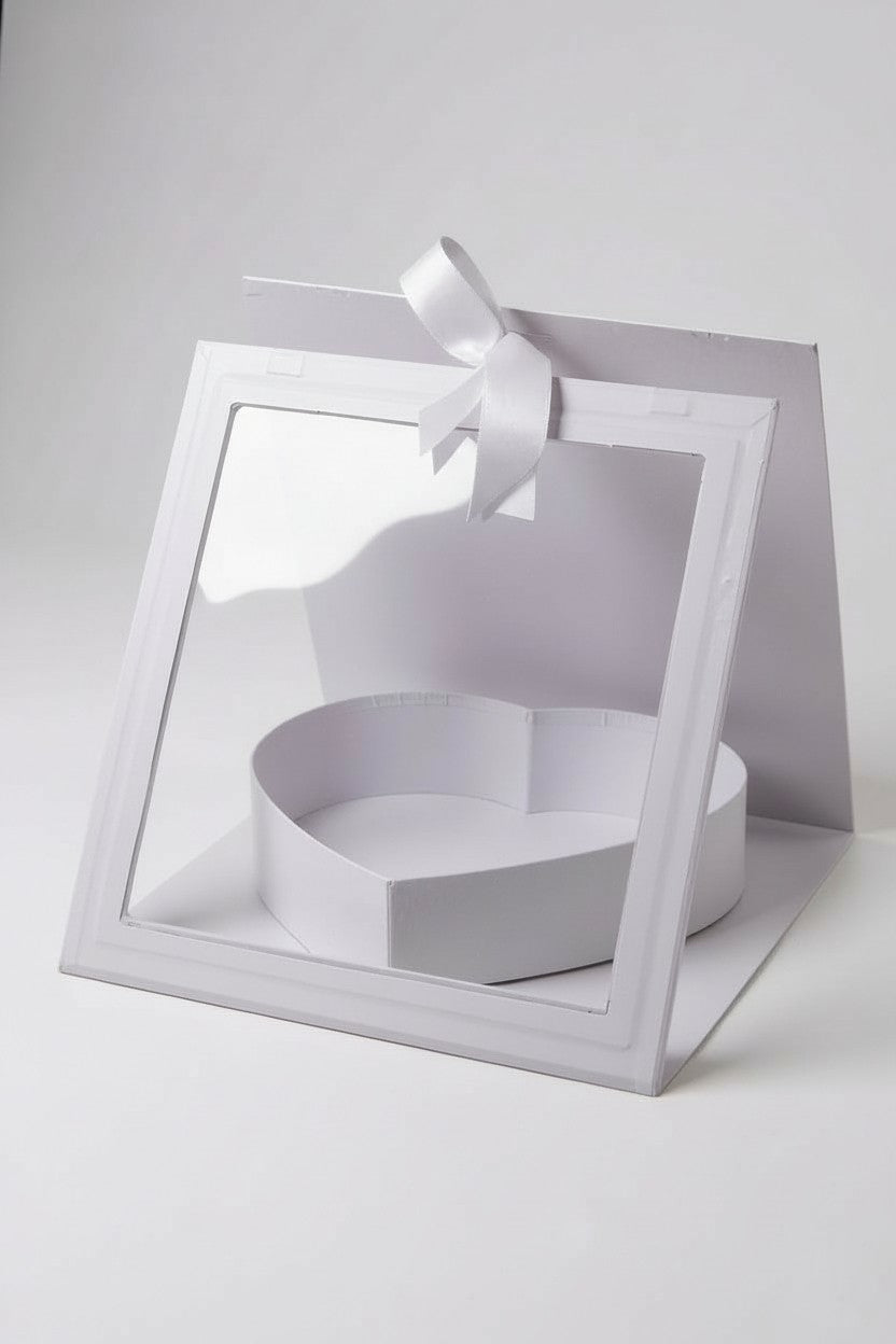 Square Clear Window Heart - Shaped Insert Flower Gift Box with Ribbon - Elegant Supply