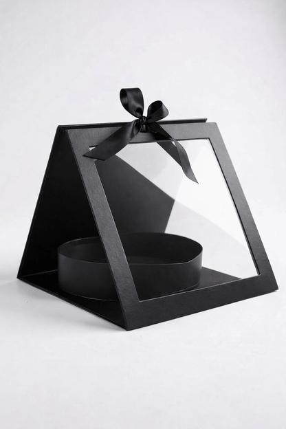 Square Clear Window Heart - Shaped Insert Flower Gift Box with Ribbon - Elegant Supply