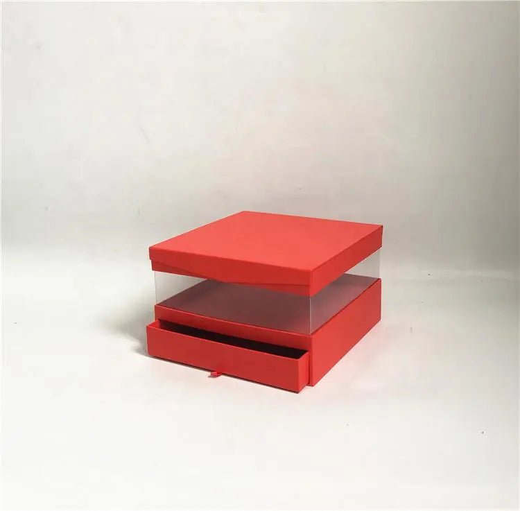 Square PVC Flower Gift Box with Clamshell Lid and Drawer - Elegant Supply