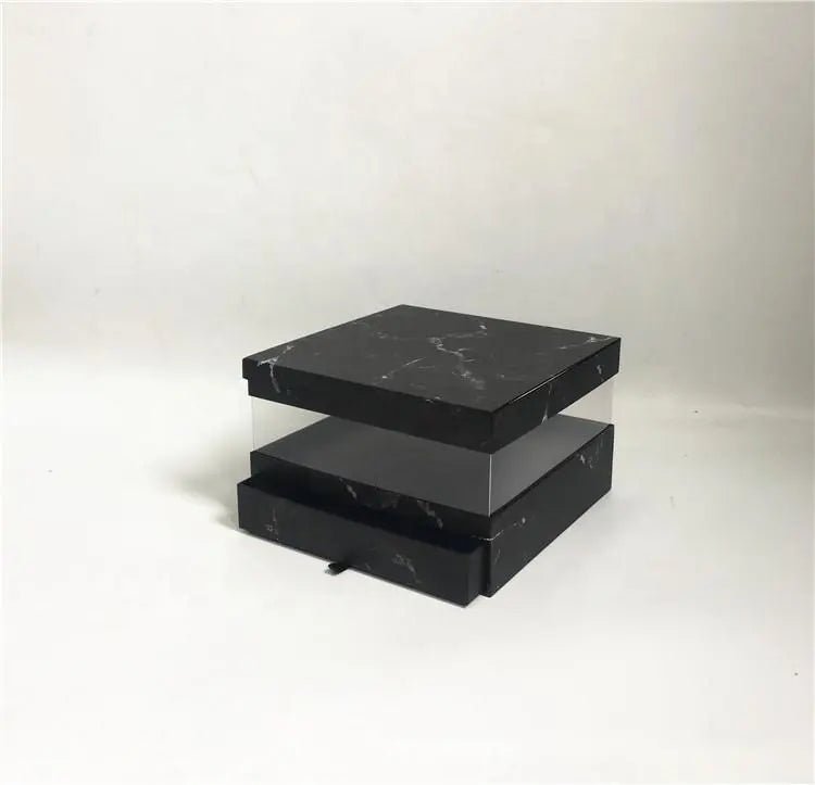 Square PVC Flower Gift Box with Clamshell Lid and Drawer - Elegant Supply