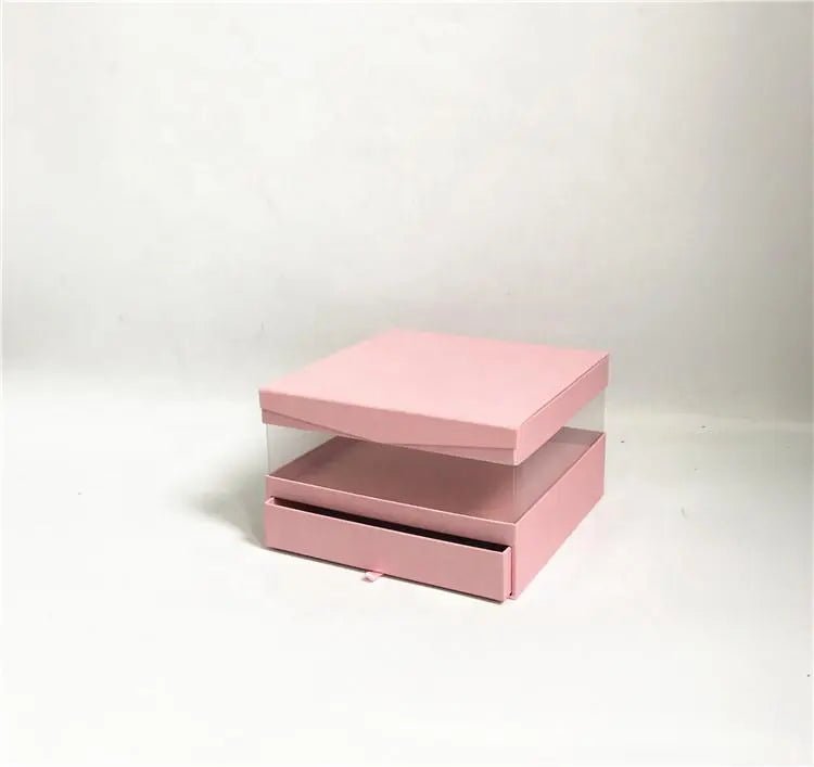 Square PVC Flower Gift Box with Clamshell Lid and Drawer - Elegant Supply