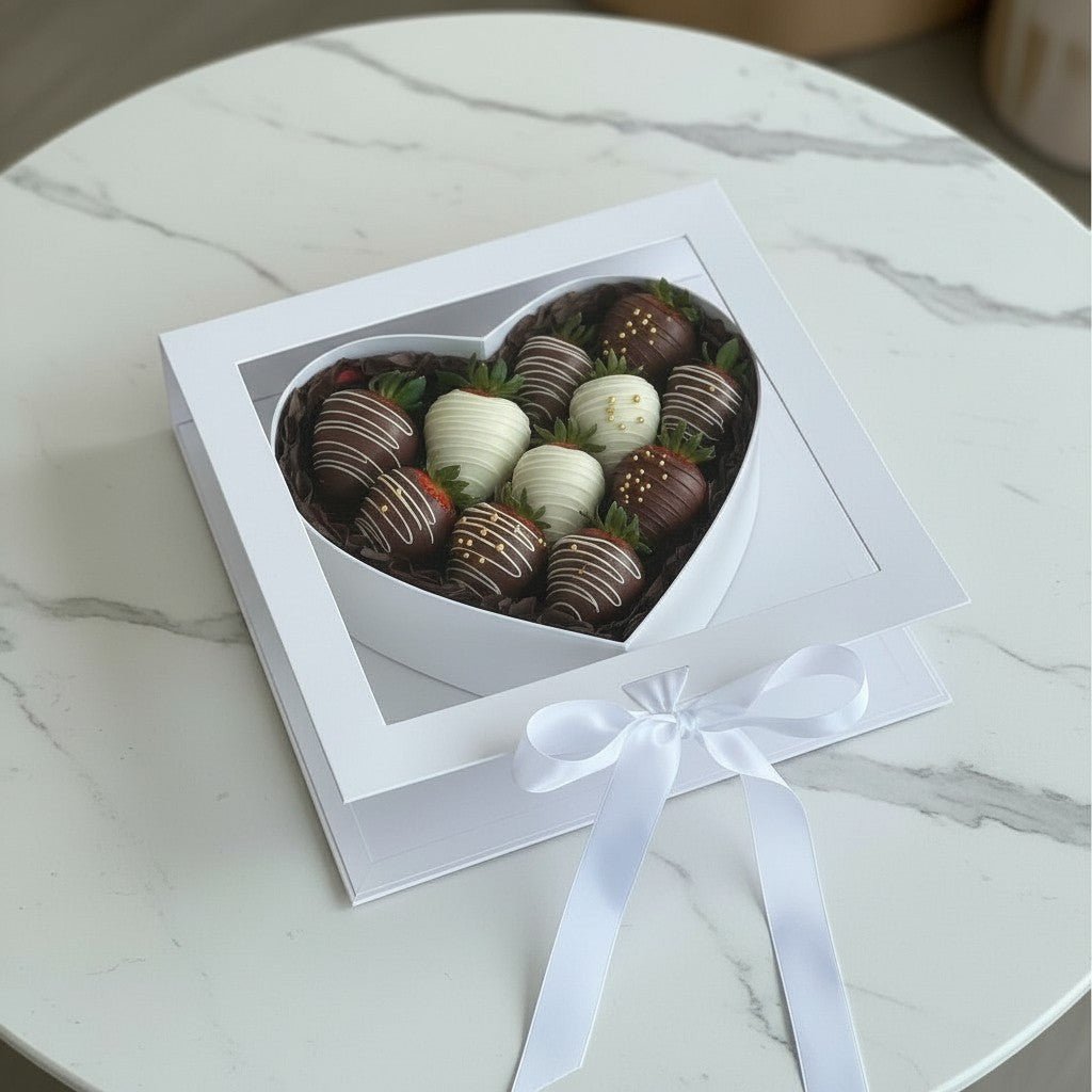 Square Window Heart Insert Flower Gift Box with Ribbon - Elegant Supply