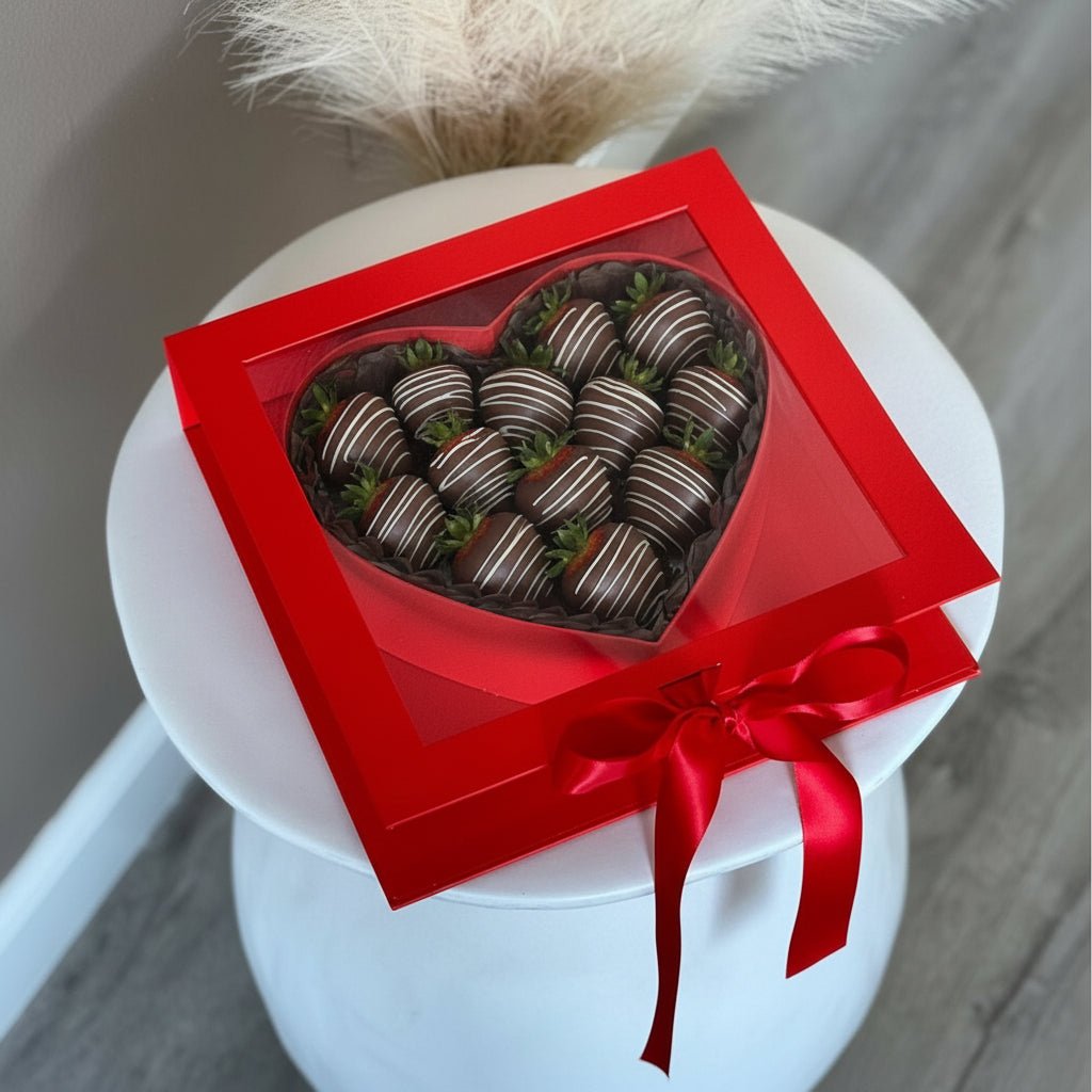 Square Window Heart Insert Flower Gift Box with Ribbon - Elegant Supply