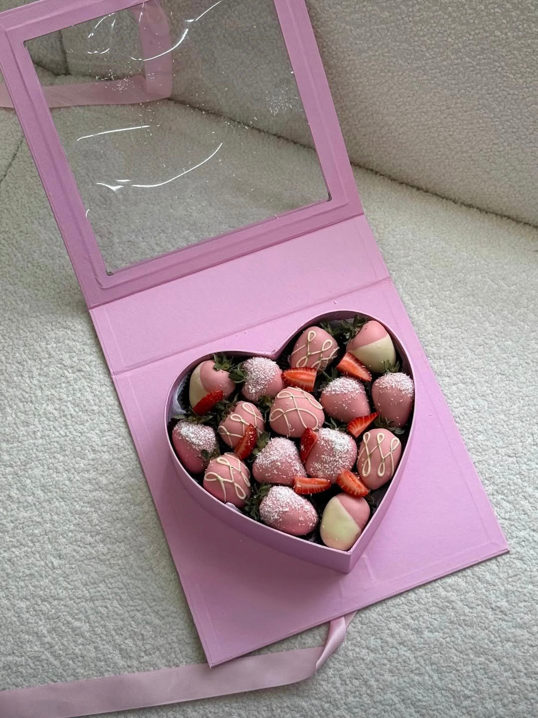 Square Window Heart Insert Flower Gift Box with Ribbon - Elegant Supply