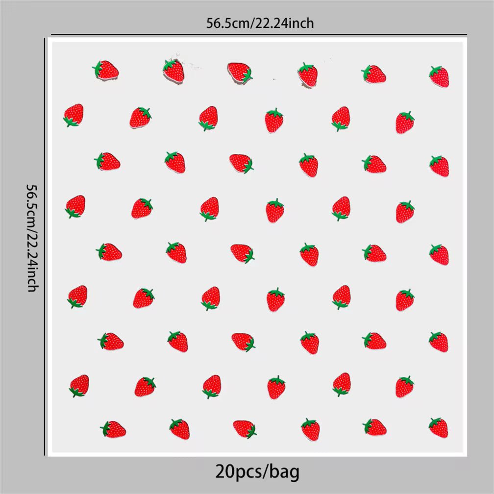 Strawberry Flower Wrapping Paper (20pcs/bag) - Elegant Supply