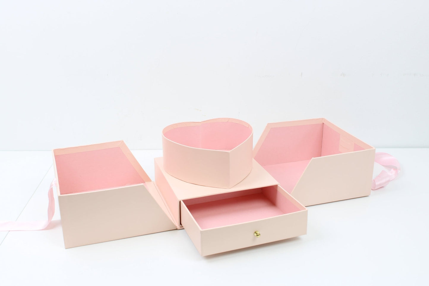Surprise Cube Flower Box with Heart Insert, Drawer and Ribbon - Elegant Supply
