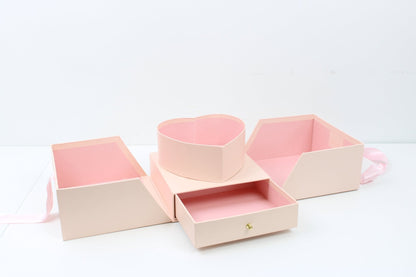 Surprise Cube Flower Box with Heart Insert, Drawer and Ribbon - Elegant Supply