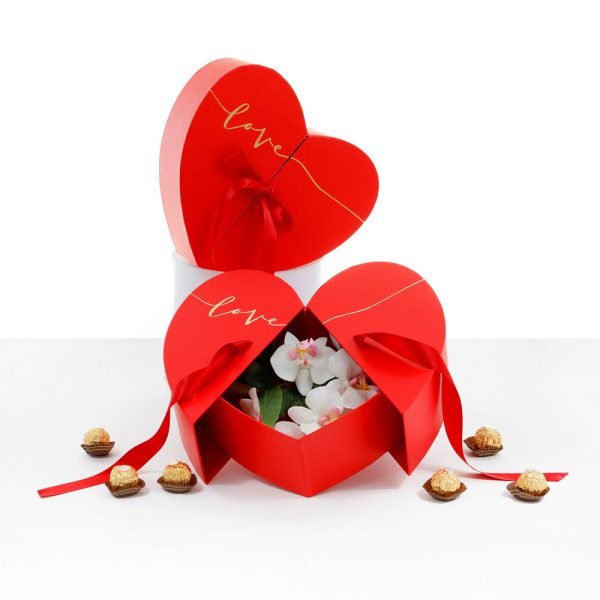 Surprise Opening Love Heart Flower Box with Ribbon - Elegant Supply