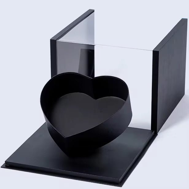 Tilted Heart in a Clear Cube Flower Gift Box - Elegant Supply