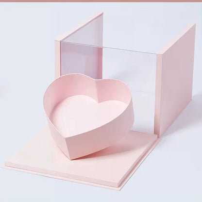 Tilted Heart in a Clear Cube Flower Gift Box - Elegant Supply