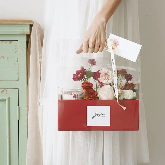 Transparent Flower Gift Box with Handle - Elegant Supply