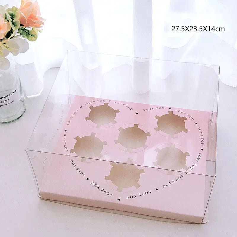 Transparent Pink Heart Shaped Cupcake Box (5pcs/set) - Elegant Supply