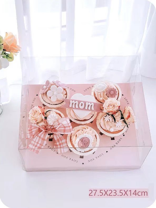 Transparent Pink Heart Shaped Cupcake Box (5pcs/set) - Elegant Supply