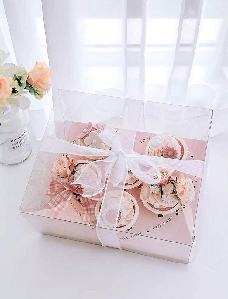 Transparent Pink Heart Shaped Cupcake Box (5pcs/set) - Elegant Supply