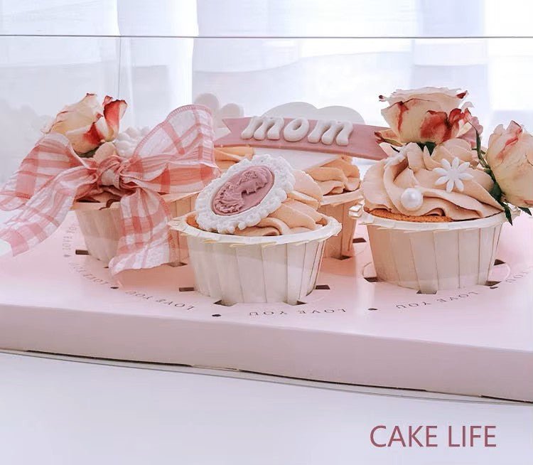 Transparent Pink Heart Shaped Cupcake Box (5pcs/set) - Elegant Supply