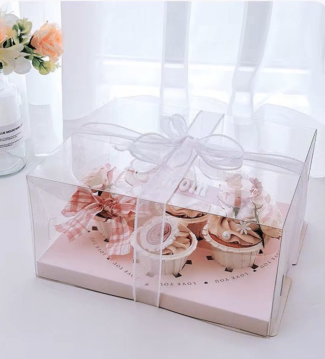 Transparent Pink Heart Shaped Cupcake Box (5pcs/set) - Elegant Supply