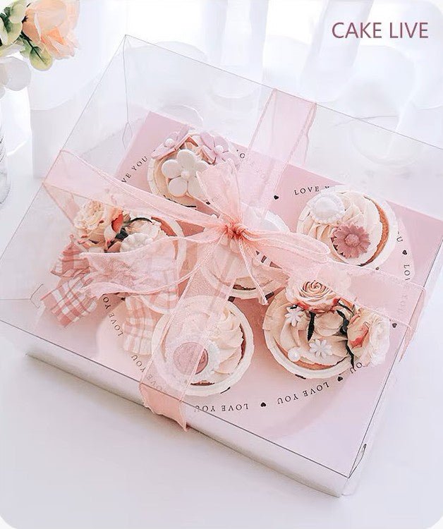 Transparent Pink Heart Shaped Cupcake Box (5pcs/set) - Elegant Supply