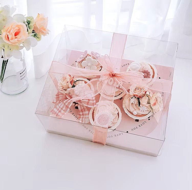 Transparent Pink Heart Shaped Cupcake Box (5pcs/set) - Elegant Supply