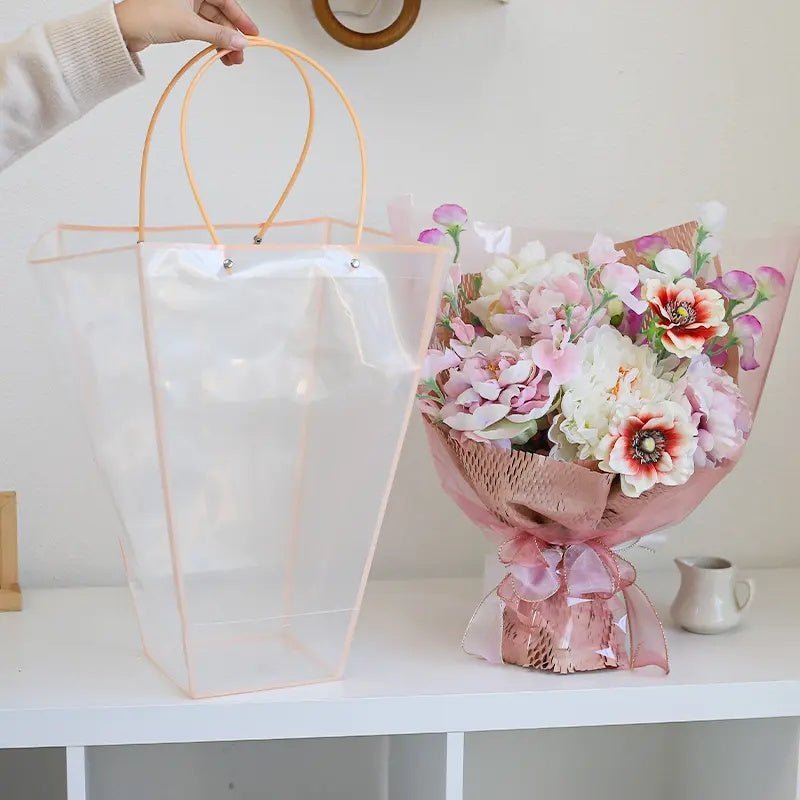 Transparent Trapezoid PVC Waterproof Flower Bag - Elegant Supply
