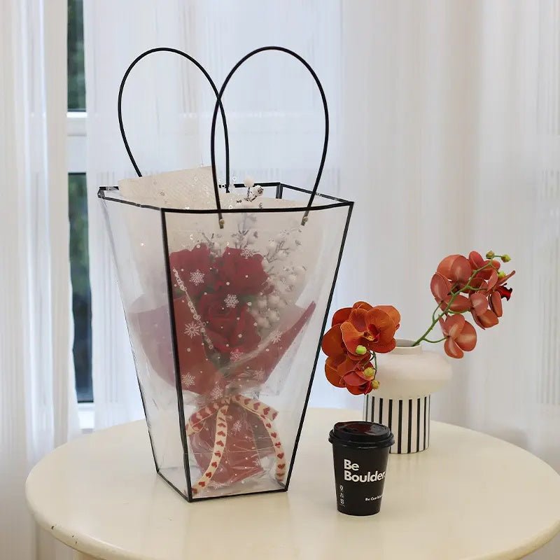 Transparent Trapezoid PVC Waterproof Flower Bag - Elegant Supply