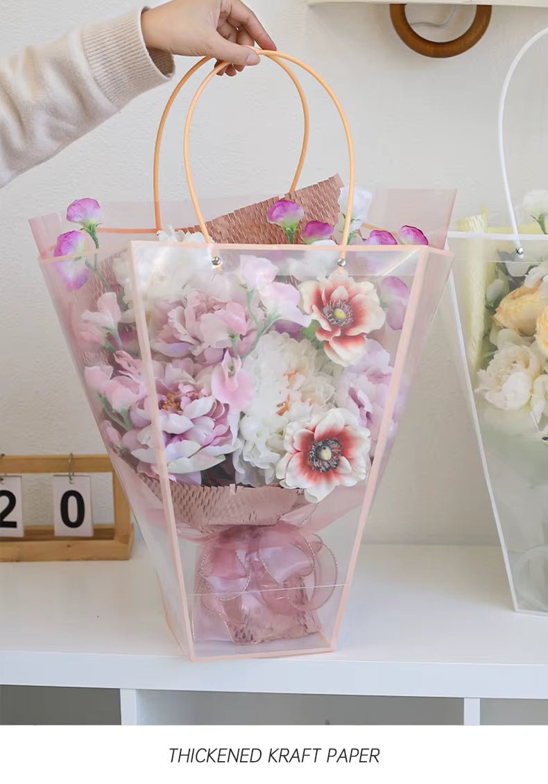 Transparent Trapezoid PVC Waterproof Flower Bag – Elegant Supply