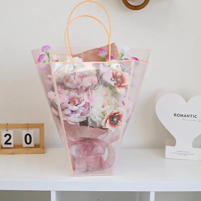 Transparent Trapezoid PVC Waterproof Flower Bag - Elegant Supply