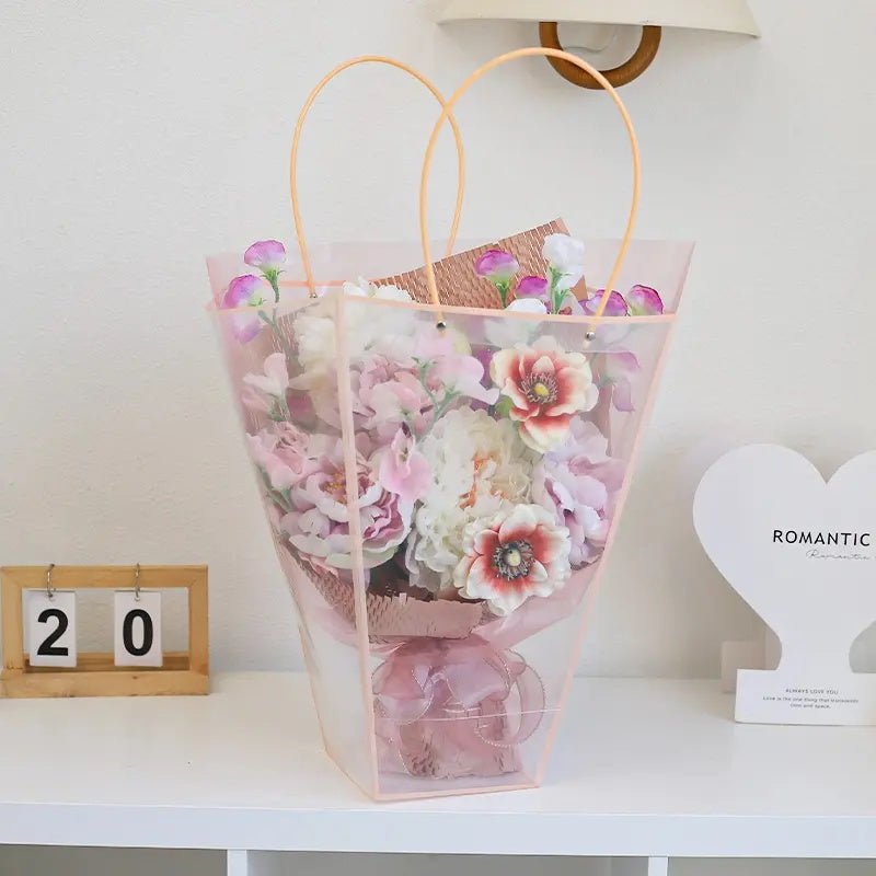 Transparent Trapezoid PVC Waterproof Flower Bag - Elegant Supply