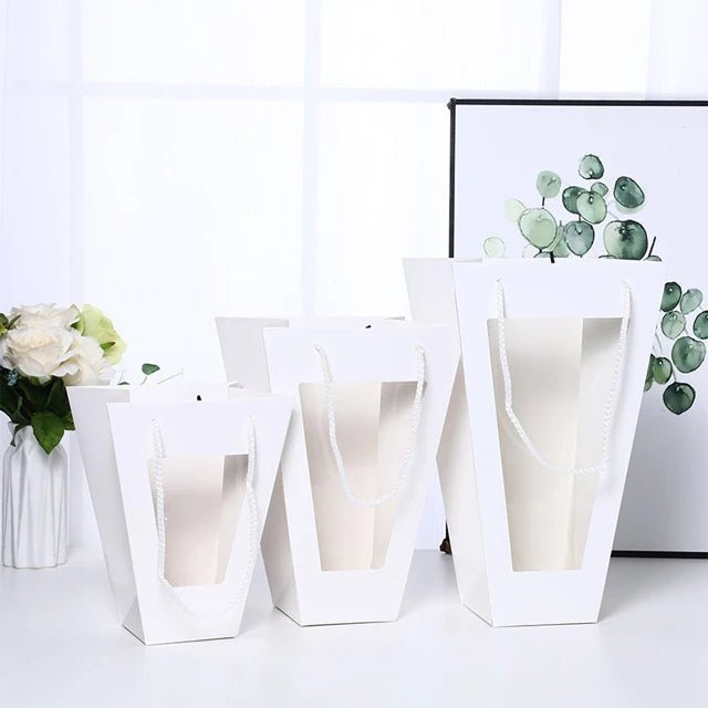 Trapezoid Kraft Flower/Gift Bag with Window - Elegant Supply