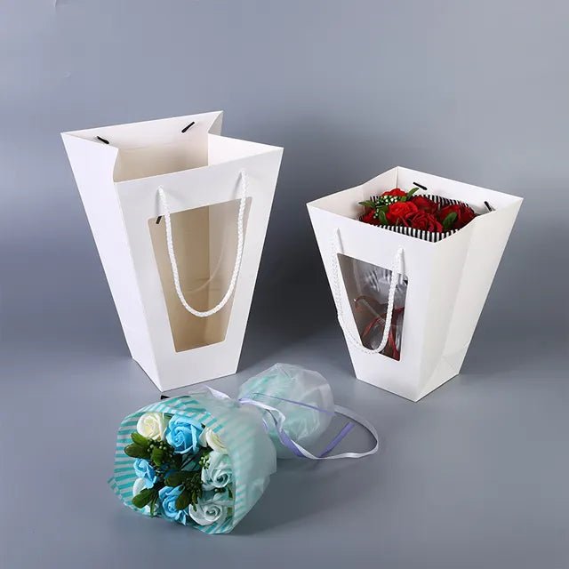 Trapezoid Kraft Flower/Gift Bag with Window - Elegant Supply
