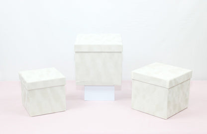 Velvet Cube Square Flower Hat Box with Lid - Elegant Supply