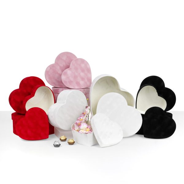 Pink, Red, White and Black Velvet Flower Box for floral arrangements and gifts.