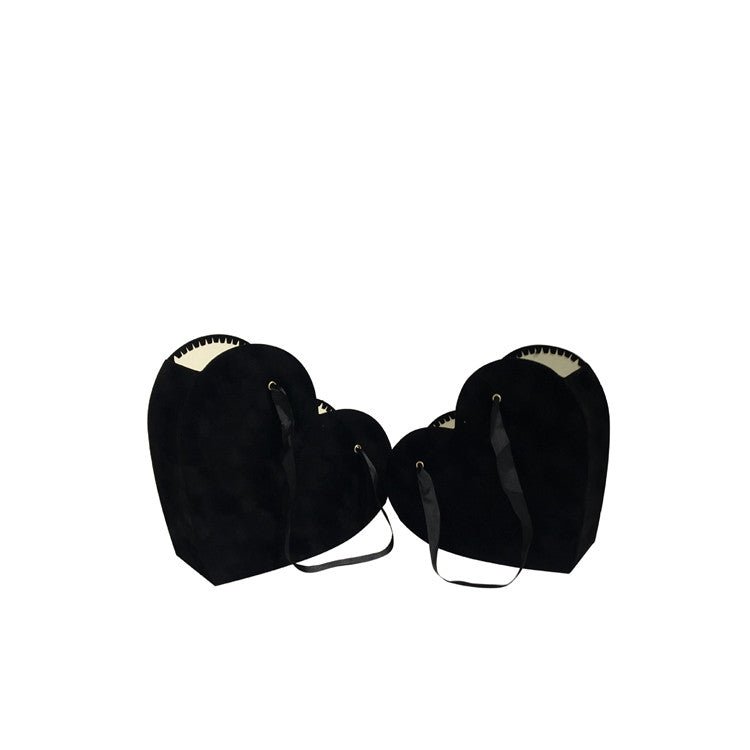 Velvet Heart Flower Box with Ribbon Handle - Elegant Supply