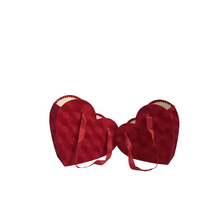 Velvet Heart Flower Box with Ribbon Handle - Elegant Supply